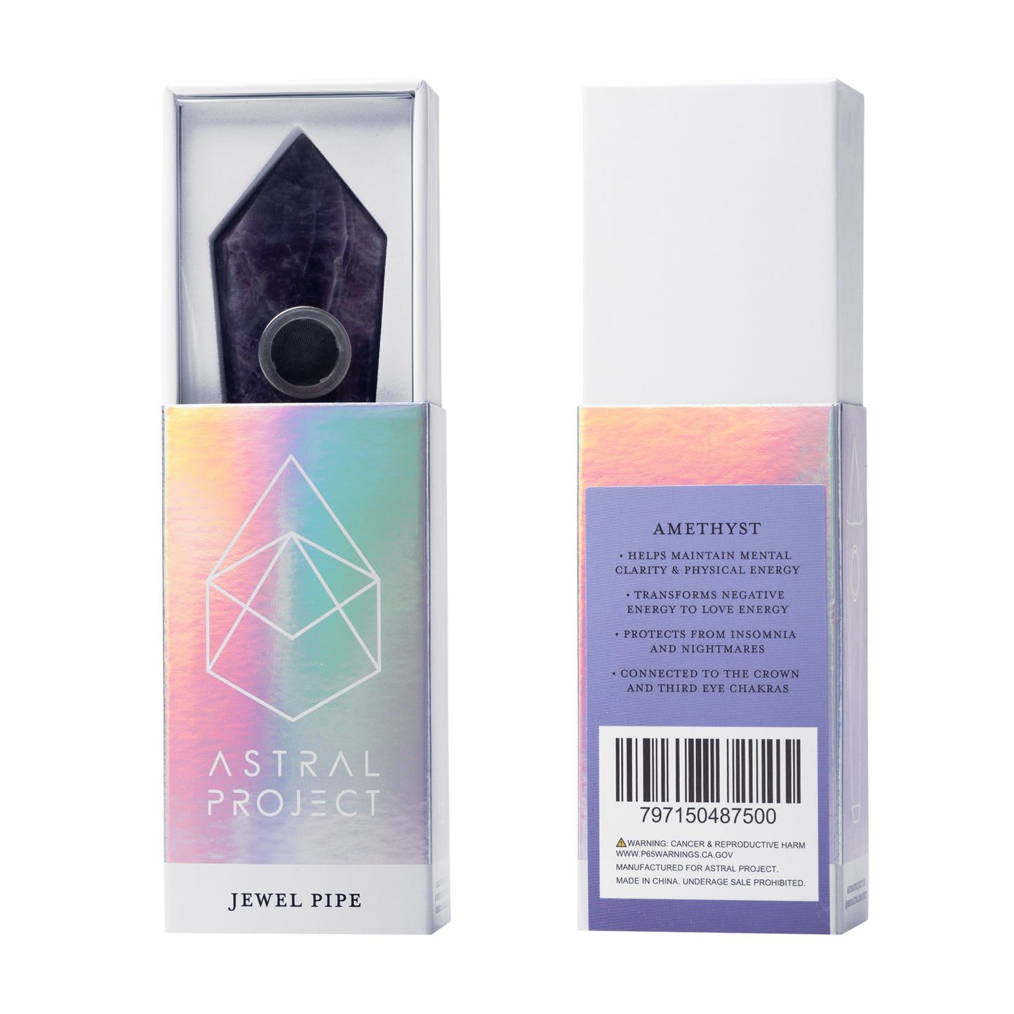 Astral Project Gemstone Jewel Pipe | Amethyst