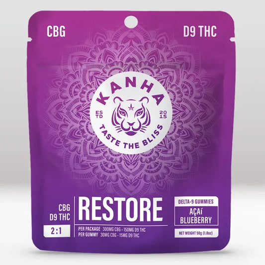 Kanha Fast Acting NANO Restore Acai Blueberry THC Gummies