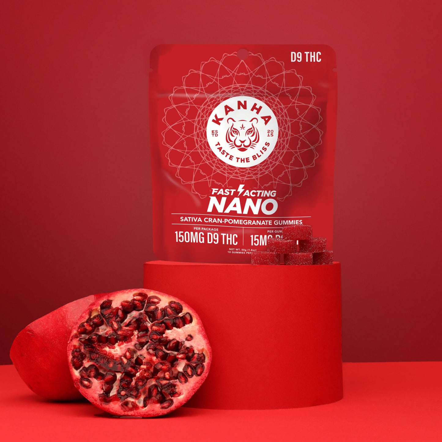 Kanha NANO Sativa Cran-Pomegranate THC Gummies