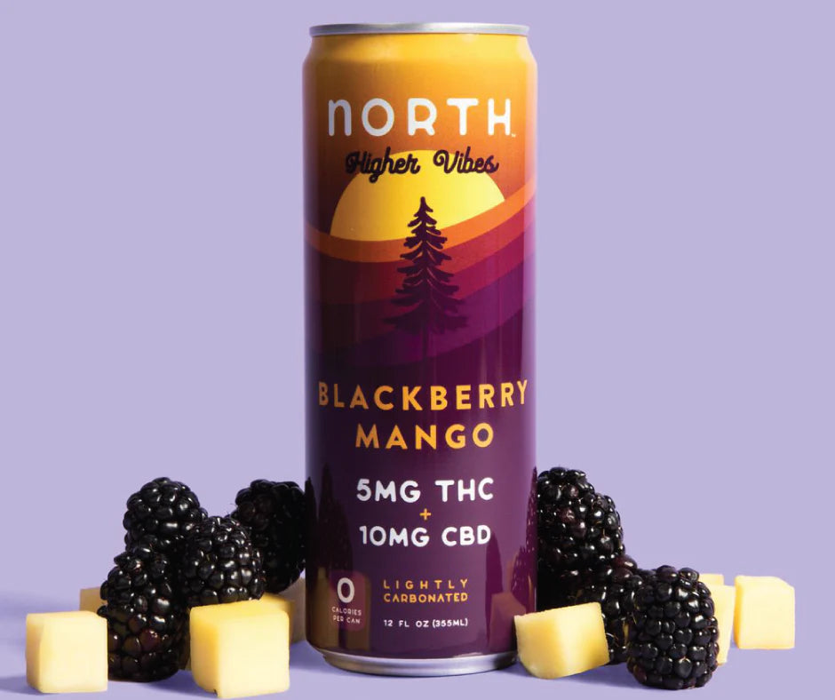 NORTH Higher Vibes 5mg D9 THC CBD Seltzer | Blackberry Mango