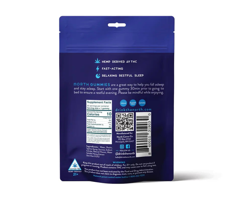 NORTH 10mg D9 THC CBD CBN Gummies | Blueberry Dream