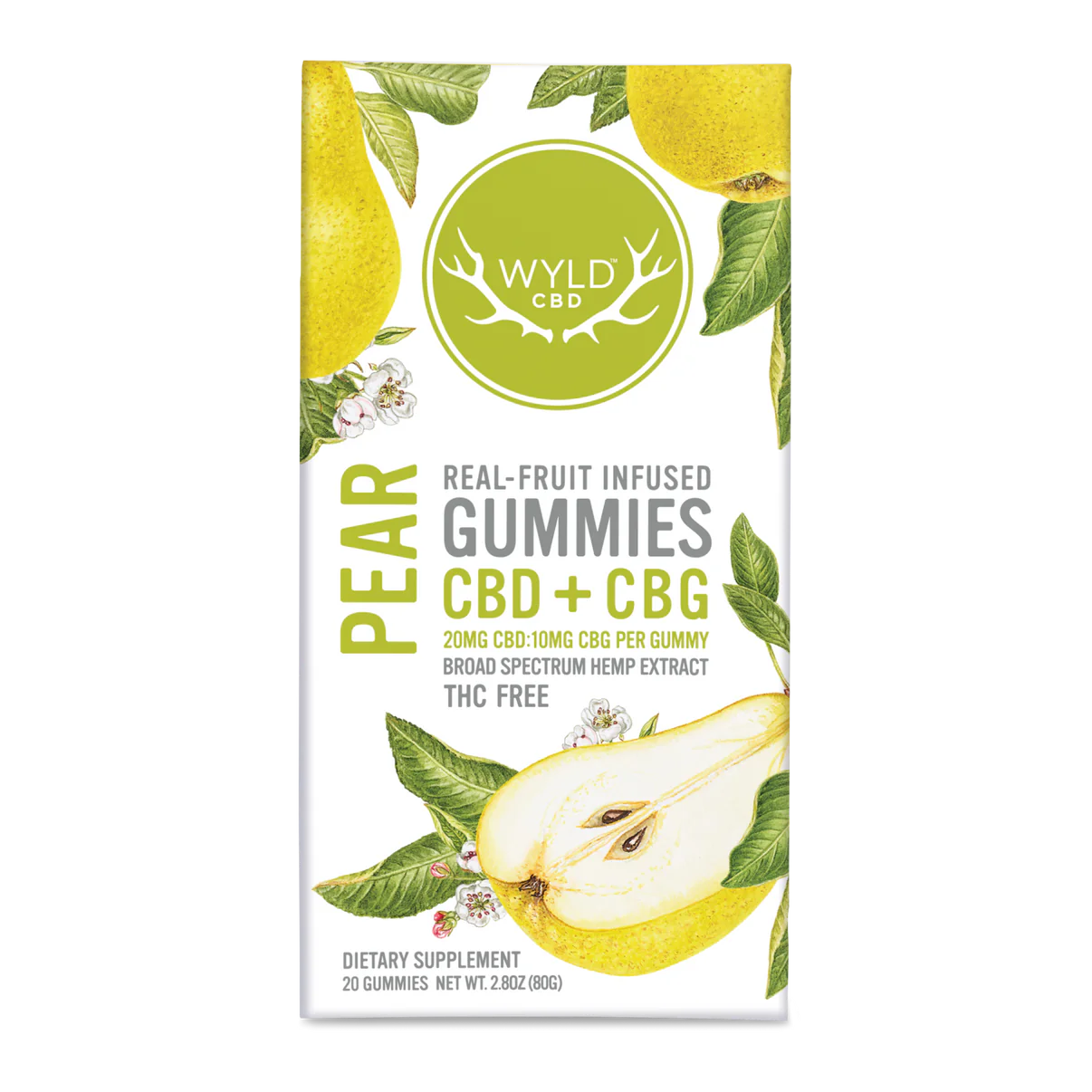 WYLD CBD CBG Pear Gummies
