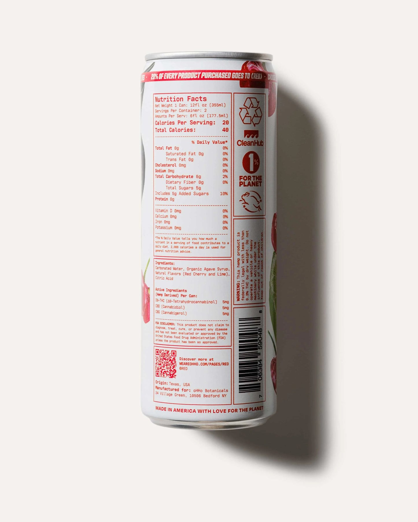 oHHo RED Cherry and Lime THC Seltzer