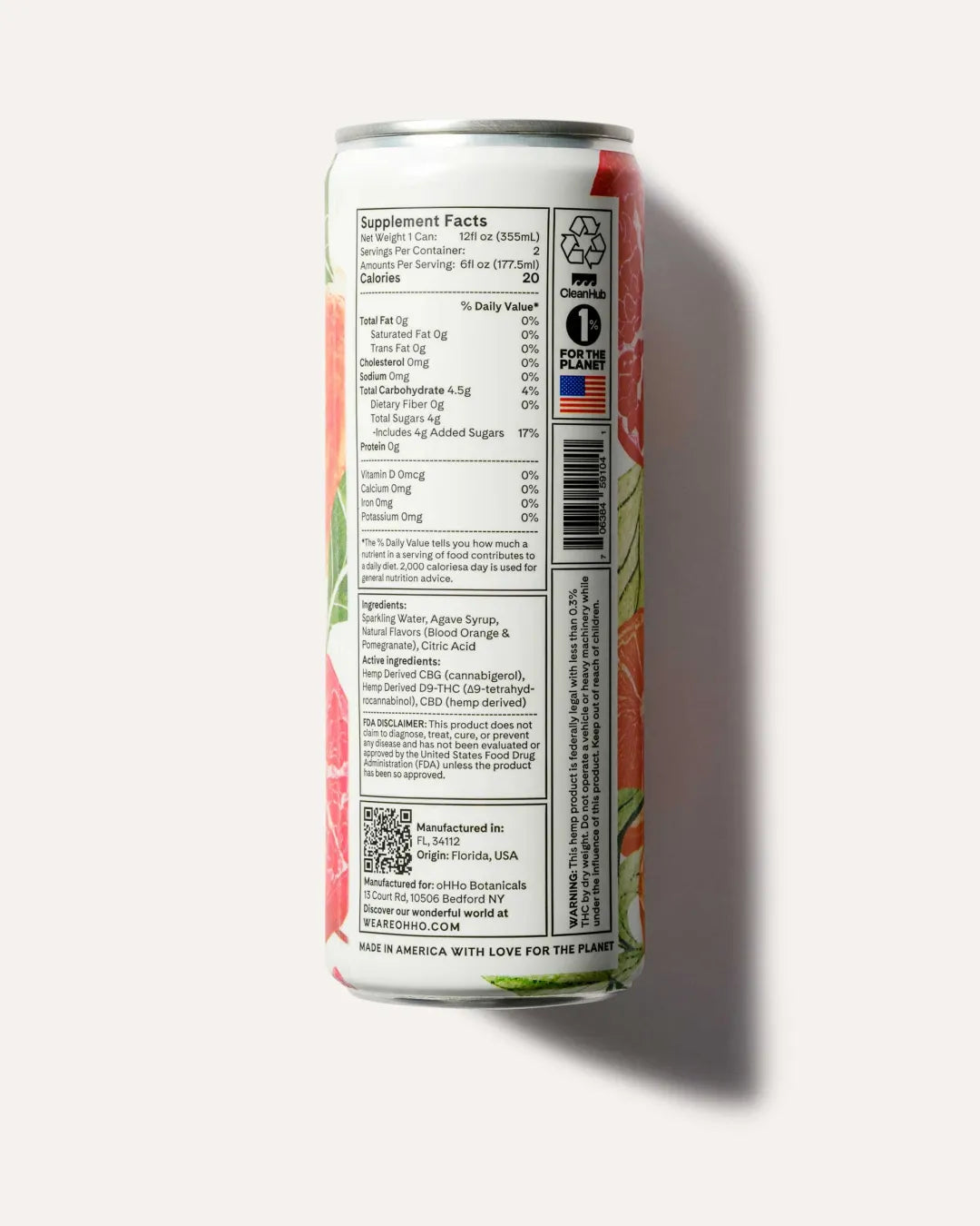 oHHo Blood Orange and Pomegranate THC Seltzer