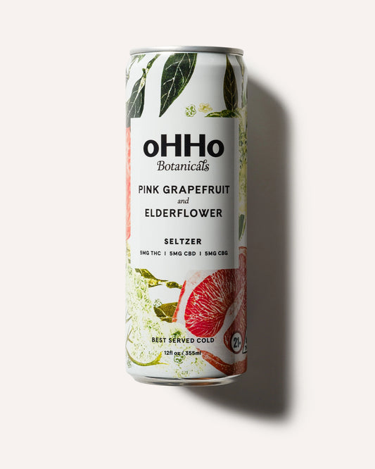 oHHo Pink Grapefruit and Elderflower THC Seltzer