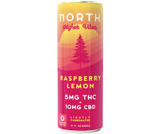 NORTH Higher Vibes Delta 9 THC CBD Sparkling Water | Raspberry Lemon image 0