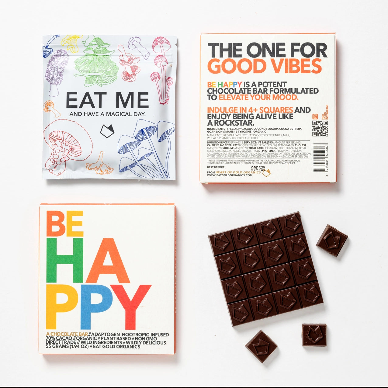 Eat Gold Organics Chocolate Bar | Be Happy