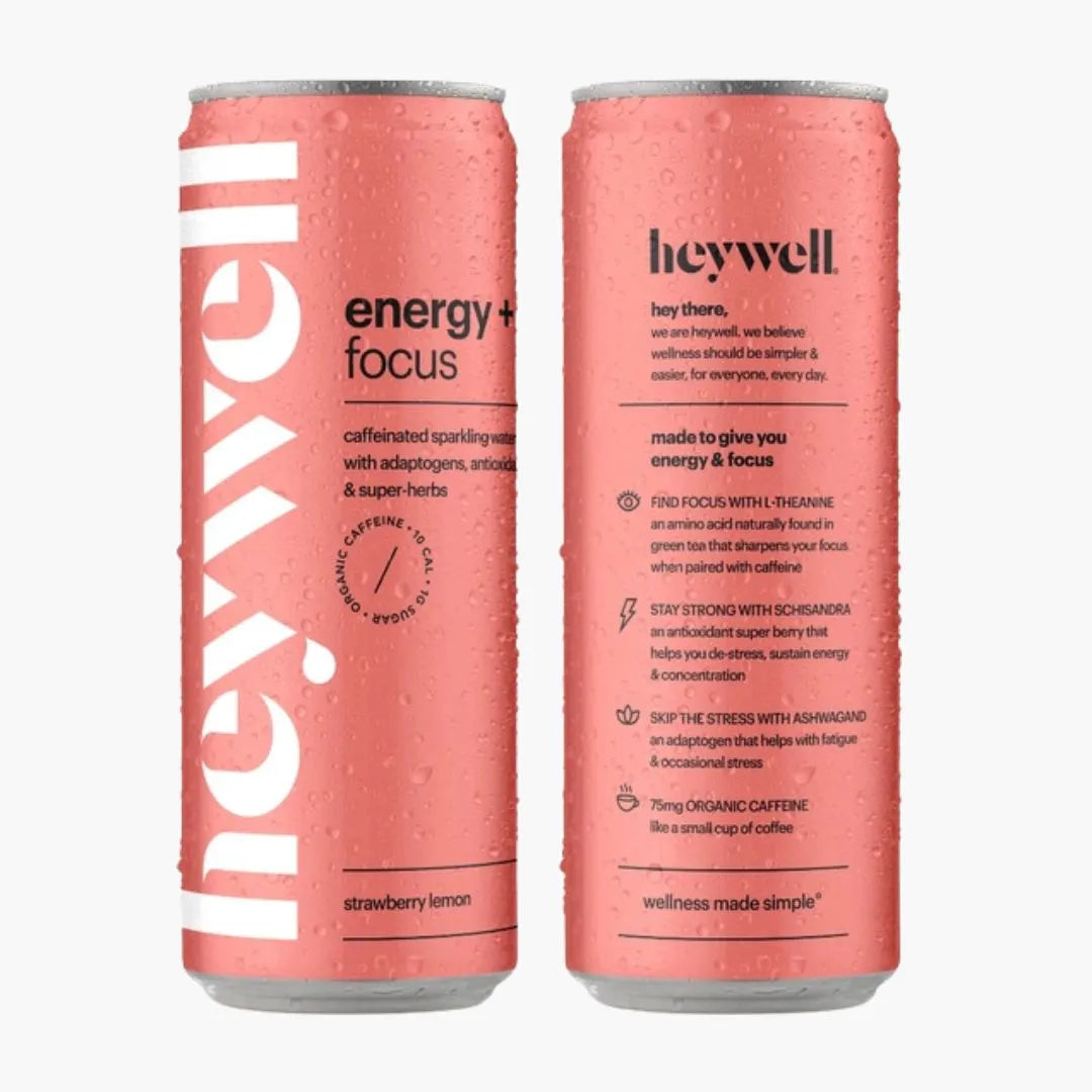 Heywell Energy + Focus Sparkling Strawberry Lemon Water