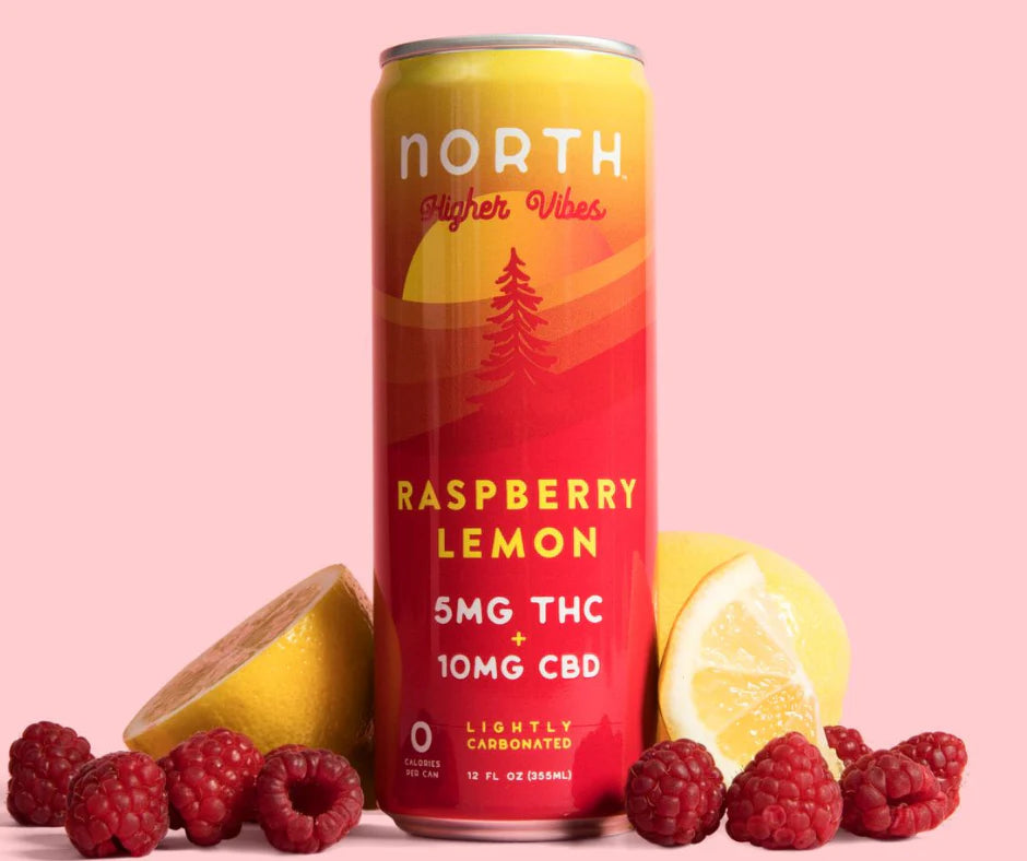 NORTH Higher Vibes 5mg D9 THC CBD Seltzer | Raspberry Lemon