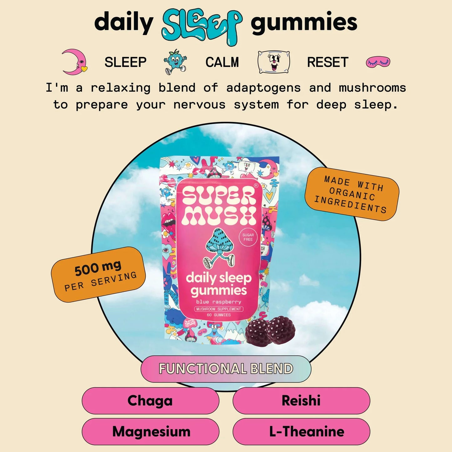 SuperMush Daily Sleep Mushroom Gummies