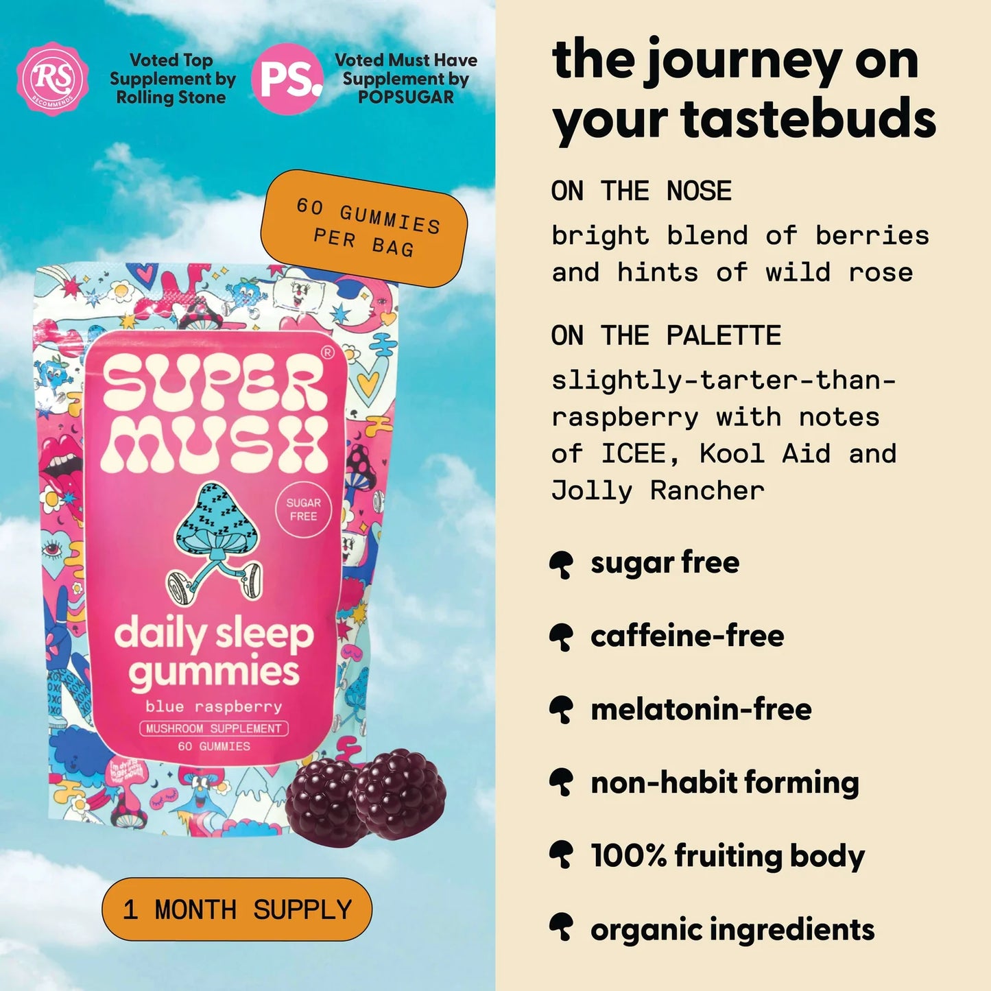 SuperMush Daily Sleep Mushroom Gummies