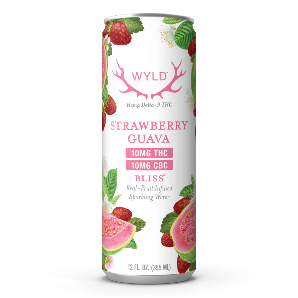 WYLD Sativa Strawberry Guava 10mg THC CBC Sparkling Water | Bliss