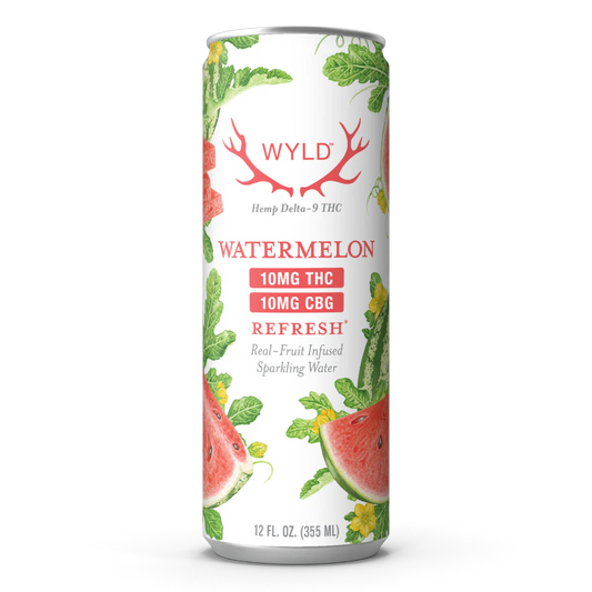 WYLD Hybrid Watermelon 10mg THC CBG Sparkling Water | Refresh
