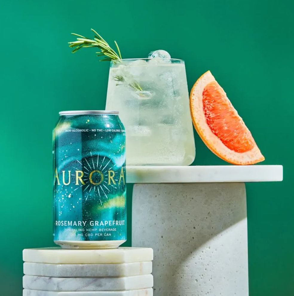 Aurora Elixirs CBD Sparkling Water | Rosemary Grapefruit