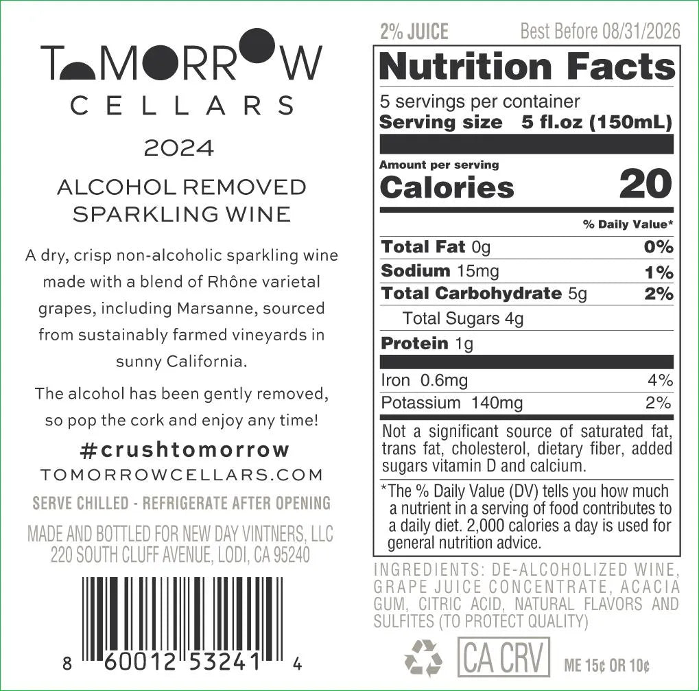 Tomorrow Cellars 2024 Sparkling Non-alcolic Blanc De Rhône